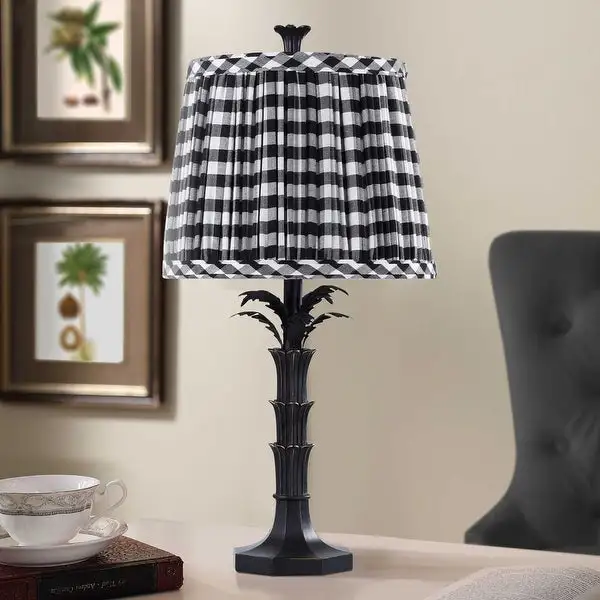 Dann Foley - Lifestyle Polyresin Table Lamp - Black - Black and White Checkered Shade