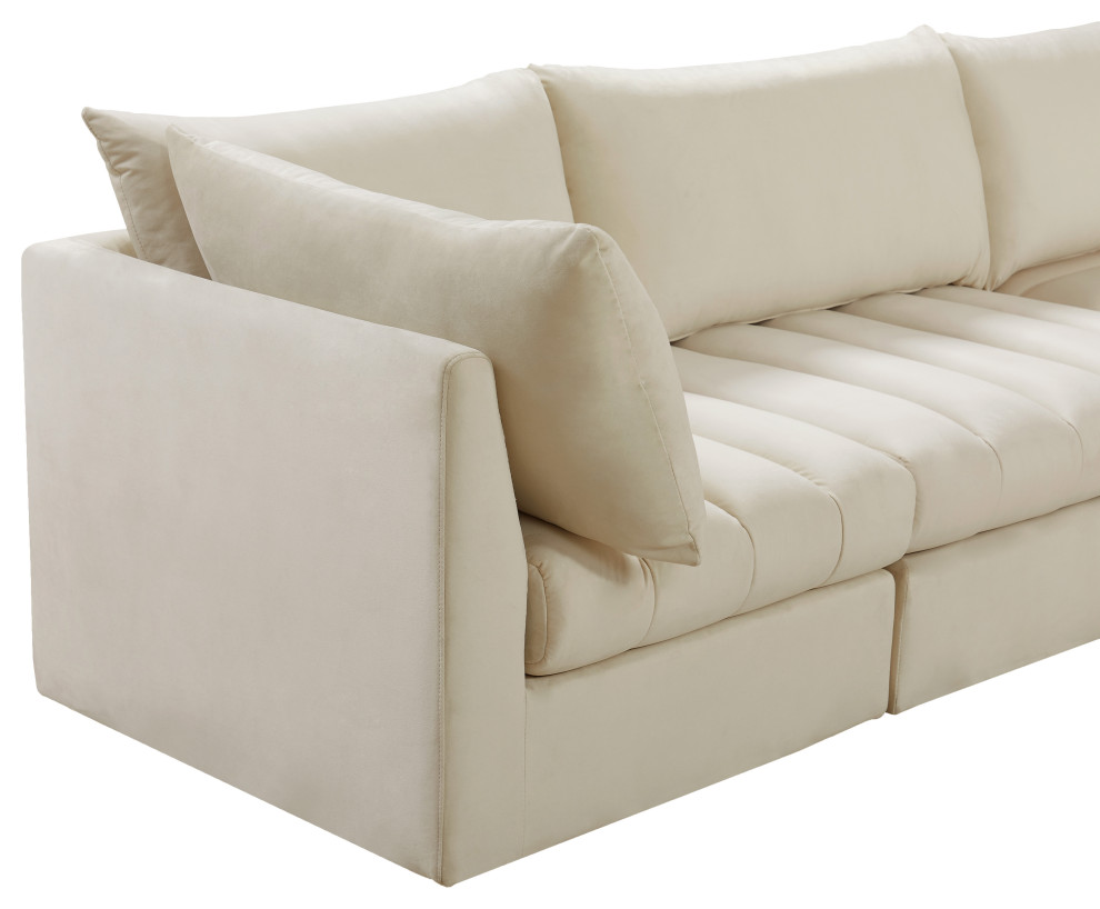 Jacob Velvet Upholstered L Shaped Modular Sectional   Transitional   Sectional Sofas   by Meridian Furniture  Houzz