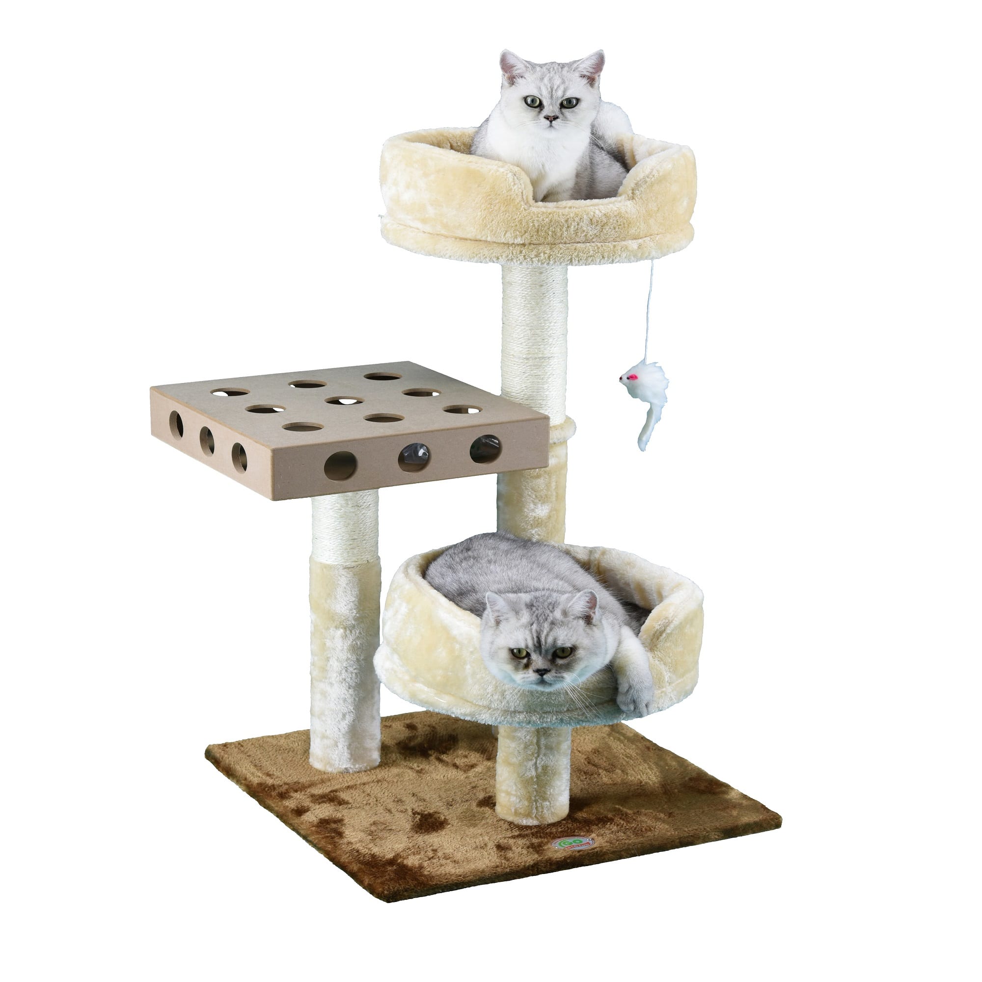 Go Pet Club IQ Busy Box Cat Scratching Post with Padded Perches SF064， 32