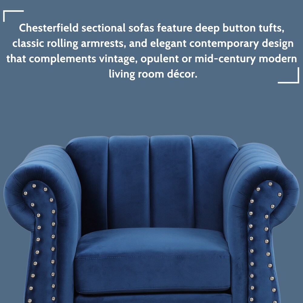 Classic Frosted Velvet Chesterfield Sofa Set (3 Seater + Loveseat + Single Sofa)