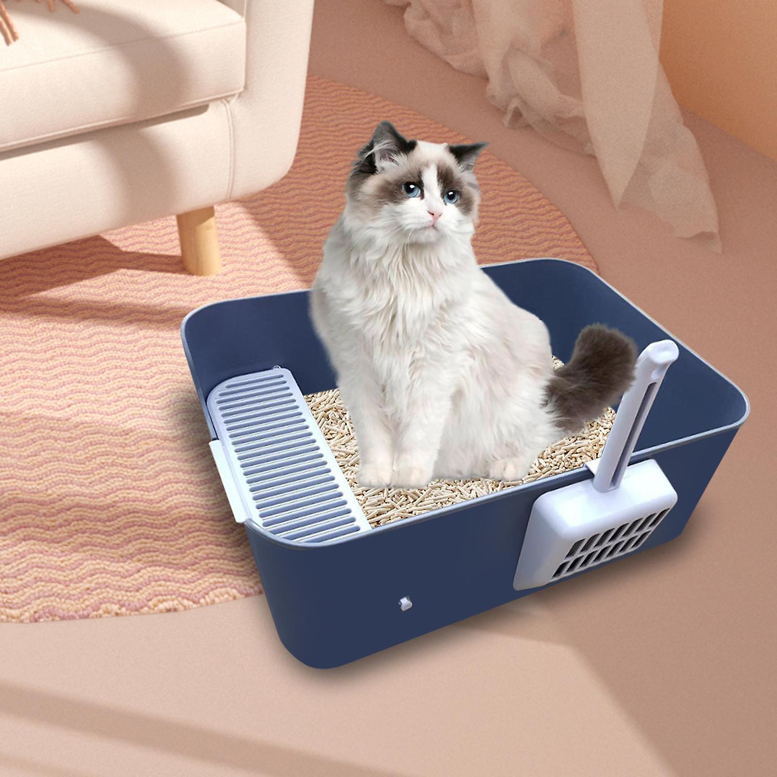 Open Top Cat Litter Box For Small Large Cats Indoor High Sided Cat Potty Pan