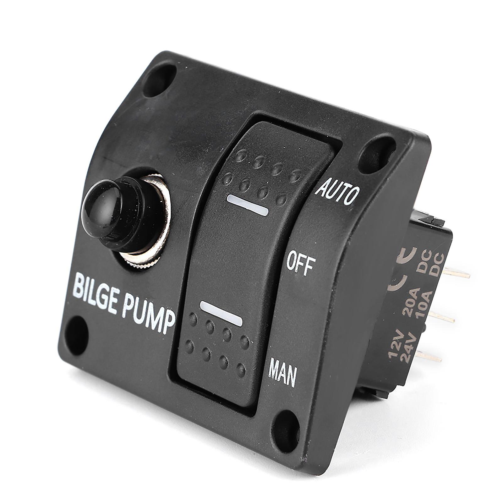 3 Way Bilge Pump Switch Panel Auto Off Manual 12v 24v With Led Indicator Built In 15a Circuit Breaker