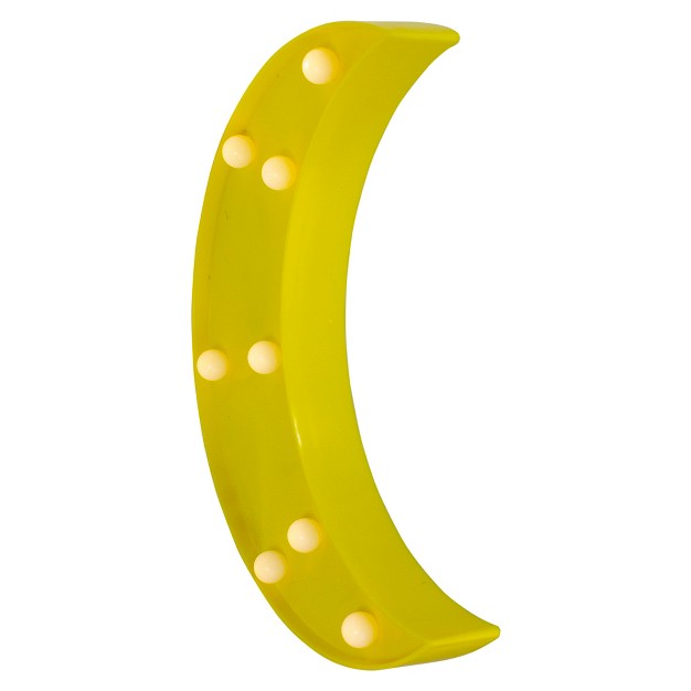 Led Lighted Yellow Crescent Moon Marquee Wall Sign