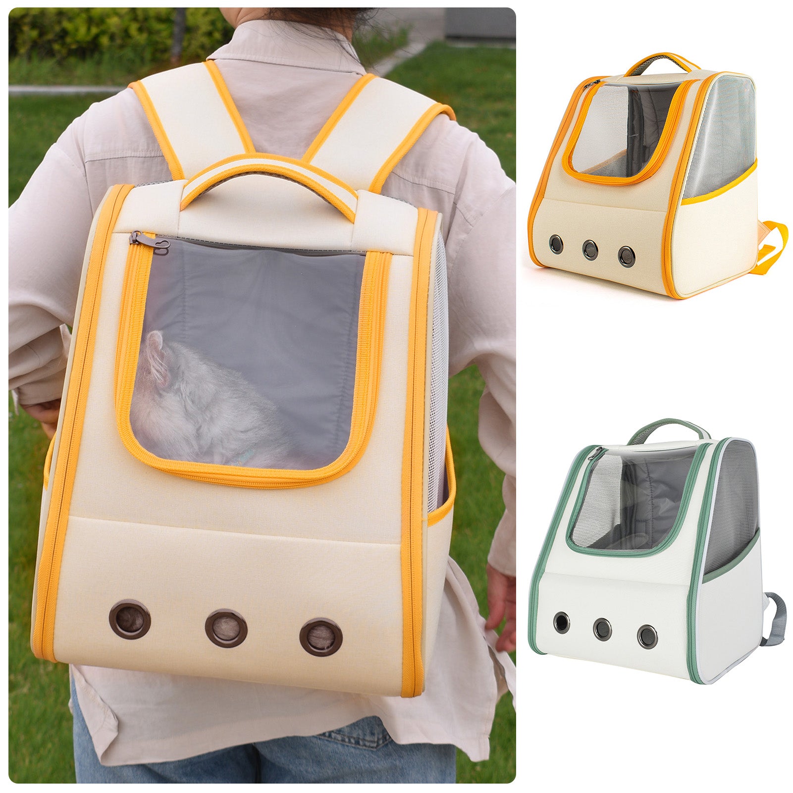 Anself Pet Backpack Carrier for Cats Transparent Window Breathable Mesh Pets Travel Bags