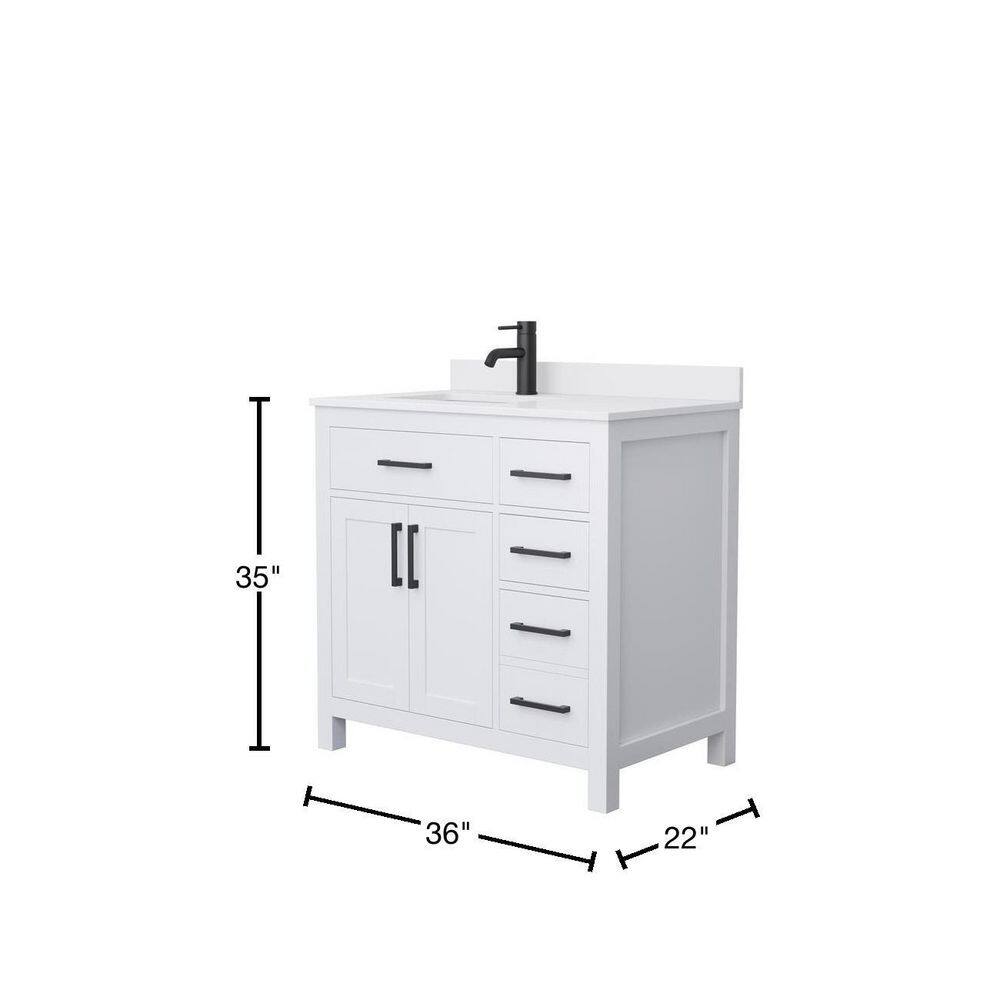 Wyndham Collection Beckett 36 in. W x 22 in. D x 35 in. H Single Sink Bathroom Vanity in White with White Cultured Marble Top WCG242436SWBWCUNSMXX