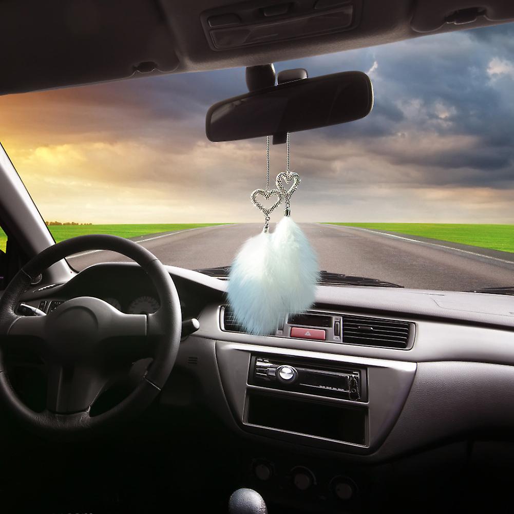 Car Rearview Mirror Feather Pendant Blingbling Creative Rhinestone Home Pendant For Women And Men Car Pendant Accessories White Stars