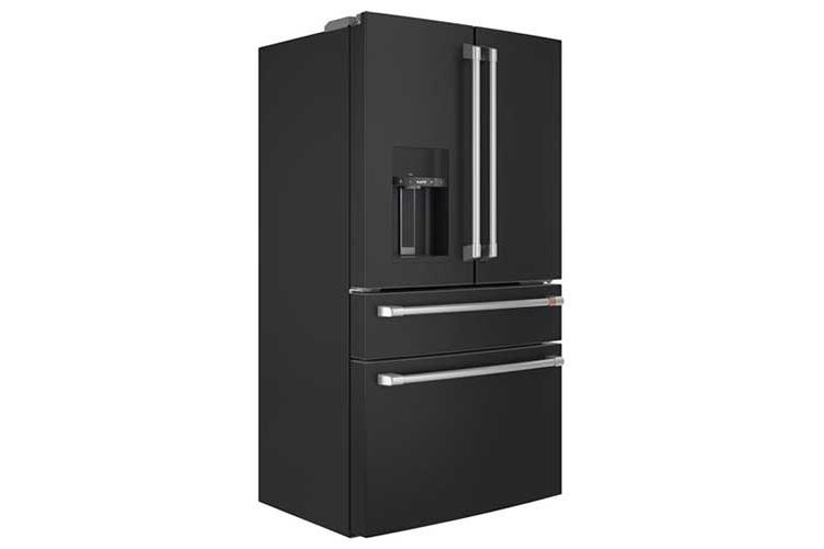 Cafe ENERGY STAR 22.3 Cu. Ft. Matte Black With Brushed Stainless Smart Counter-Depth 4-Door French Door Refrigerator