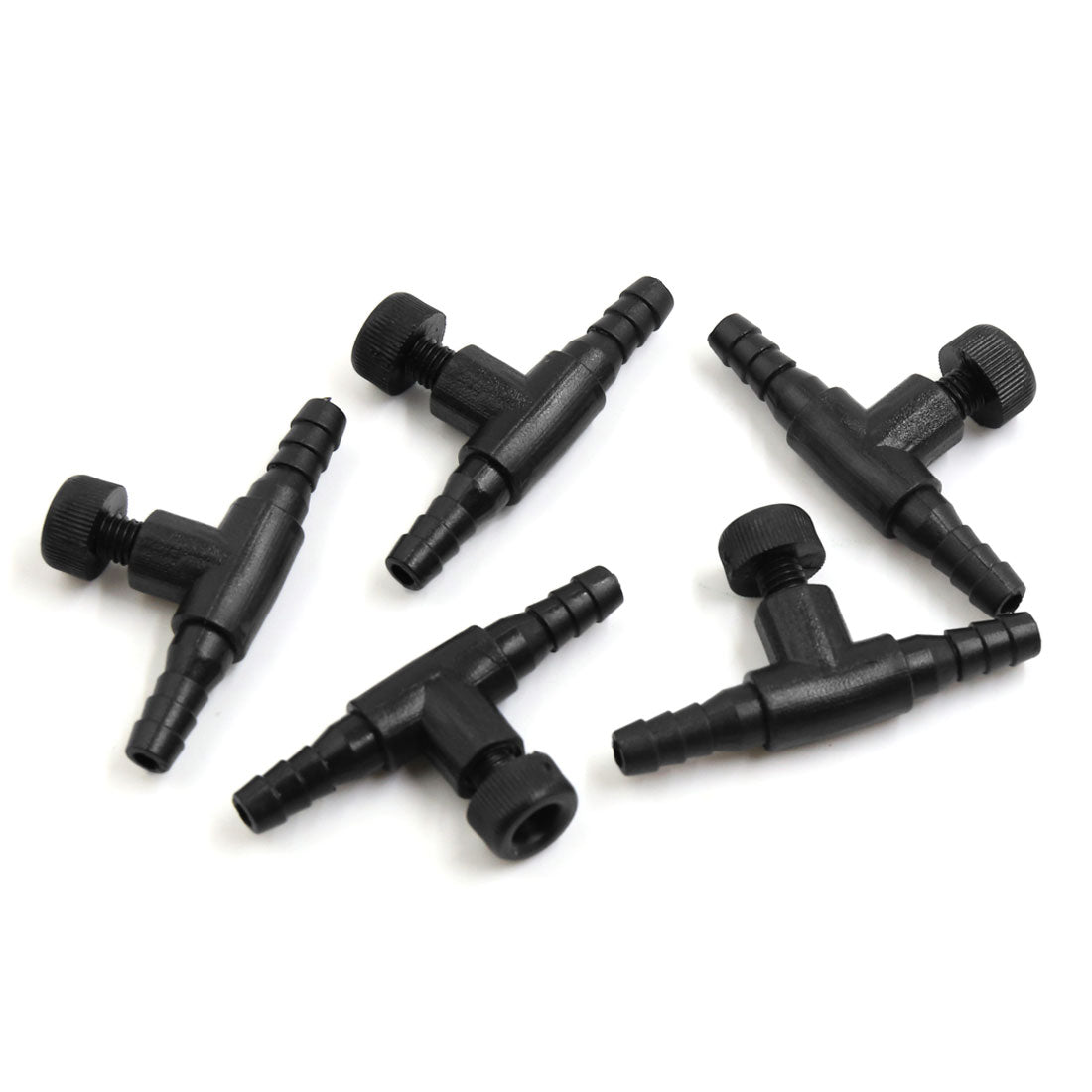 5pcs Black Plastic 2-Way Air Control Valves Aquarium Fish Tank Accessories Set