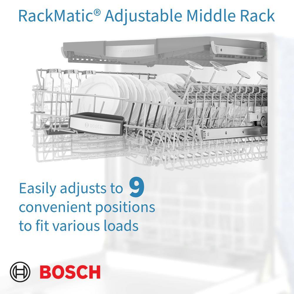 Bosch 800 Series 24 in. Custom Panel Ready 24 in. Top Control Tall Tub Dishwasher with Stainless Steel Tub CrystalDry 42dBA SHVM78Z53N