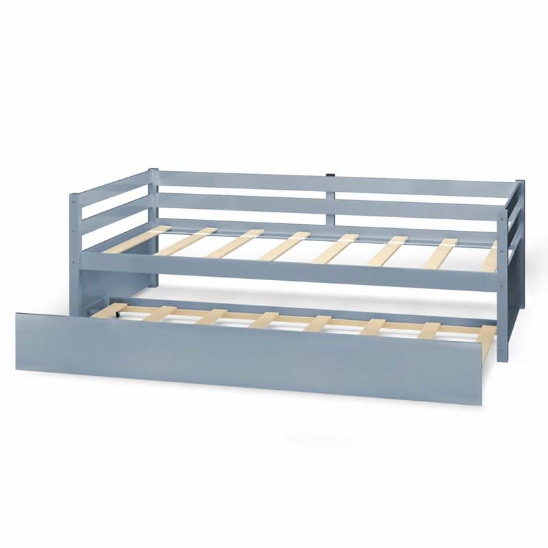 Wooden Twin Daybed with Trundle & Durable Slat Support, Standard Twin Bed Frame Sofa for Guest Children Living Room