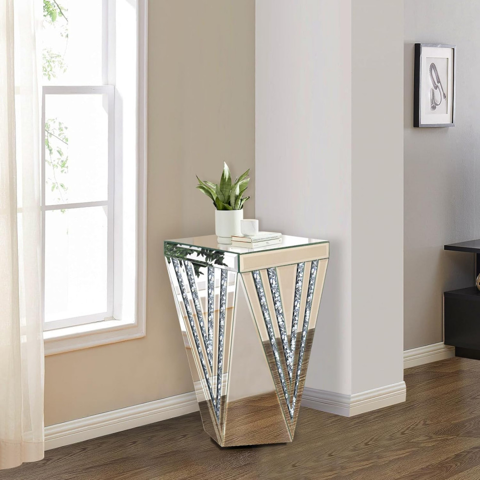 Contemporary End Table  Elegant Design With Square Glass Top  Silver/Clear   Contemporary   Side Tables And End Tables   by Decor Love  Houzz