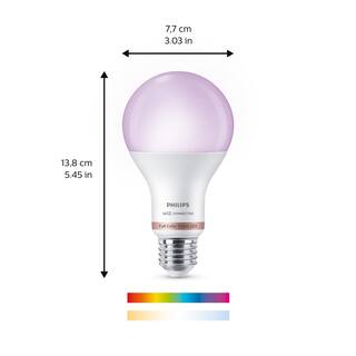 Philips 100-Watt Equivalent A21 LED Smart Wi-Fi Colr Changing Light Bulb powered by WiZ with Bluetooth (2-Pack) 562405