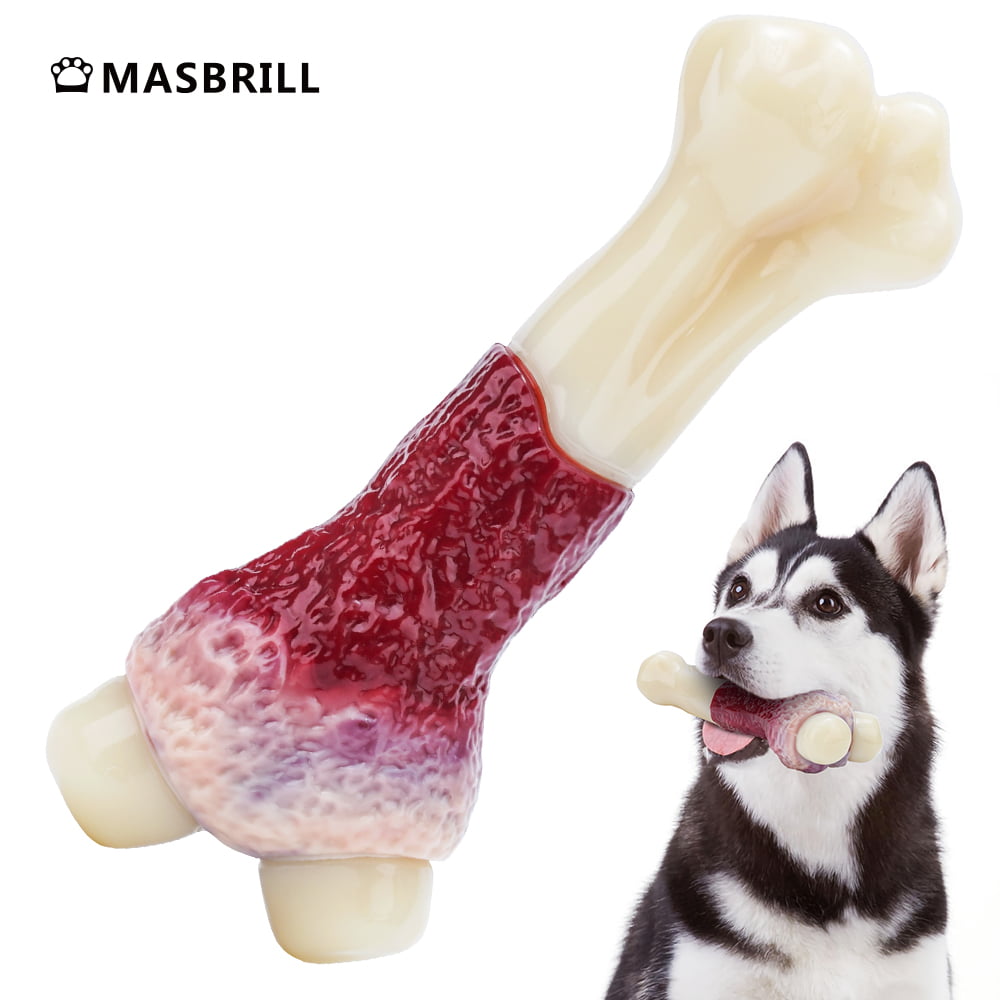 MASBRILL Dog Toys for Aggressive Chewers， Indestructible Durable Dog Chew Toys， Non-Toxic Food Grade Nylon Dog Bone Toy Reduces Boredom， For Small Medium and Large Breed