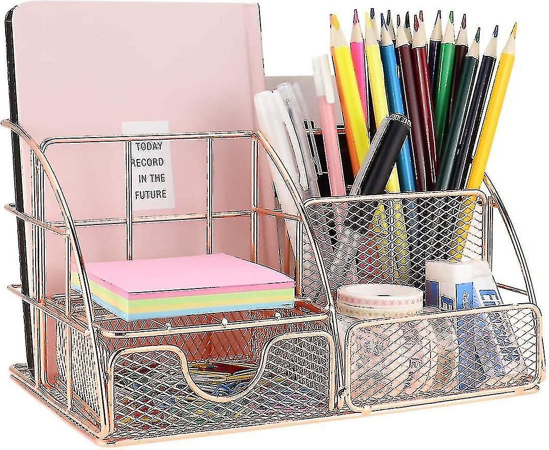 Desk Storage Box With Letter Tray Pen Holder