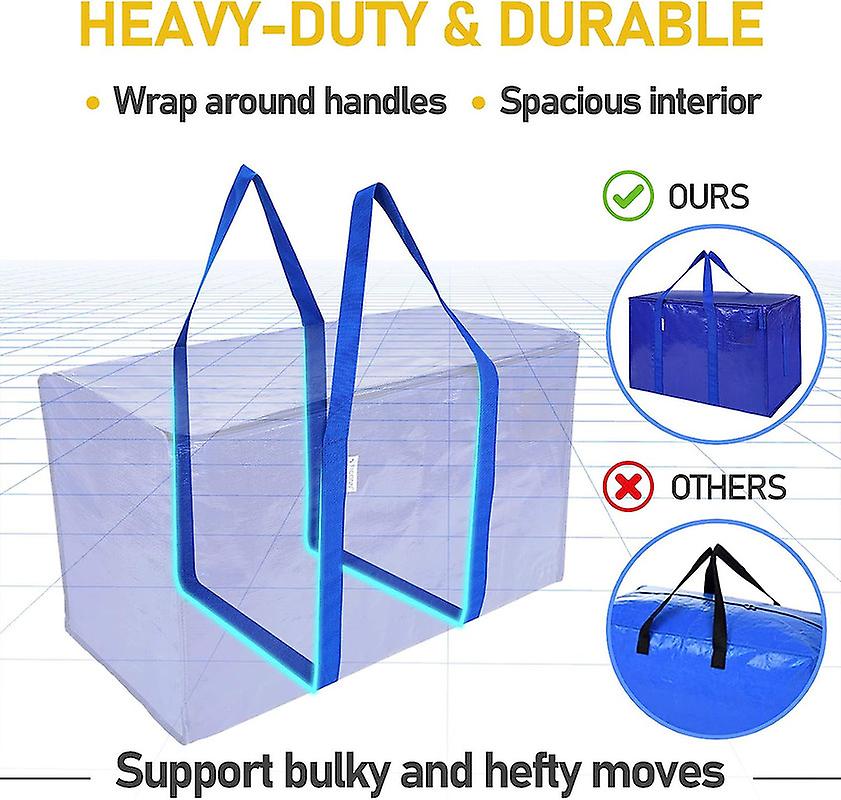 2 Pack Extra Large Moving Bags With Zippers and Carrying Handles， Heavy-duty Storage Tote For Space Saving Moving Storage