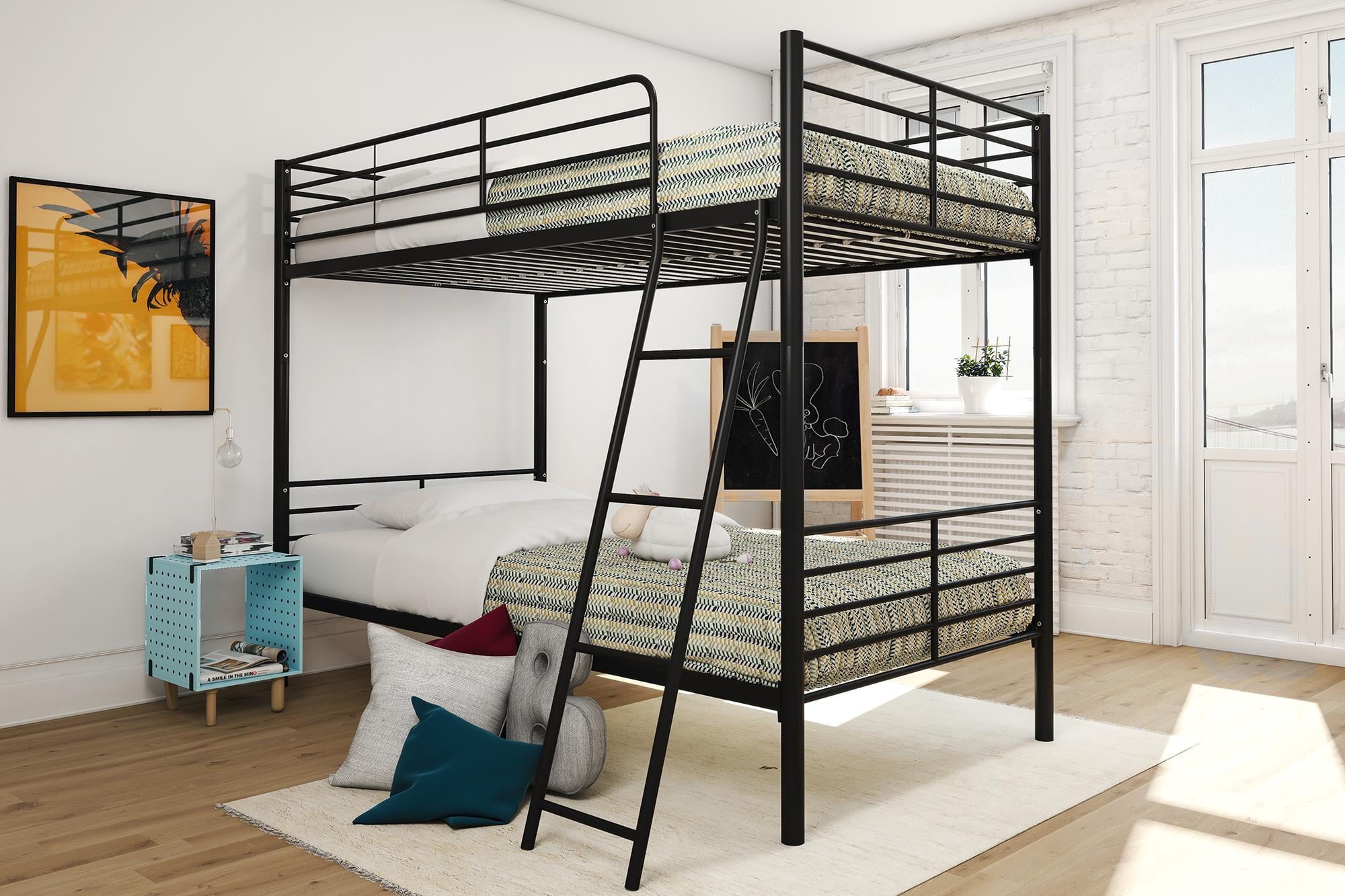 Mainstays Convertible Twin over Twin Metal Bunk Bed, Black