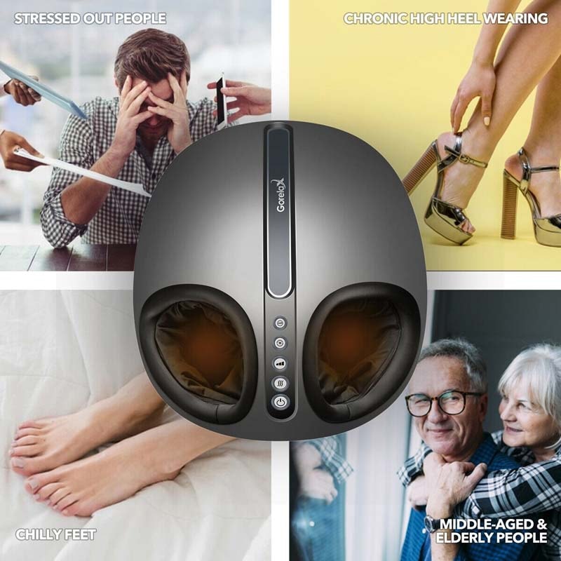 Foot Calf Massage Machine with Heat and Calf Air Bag, Electric Foot Massager with Shiatsu, Air compression, Rolling Modes