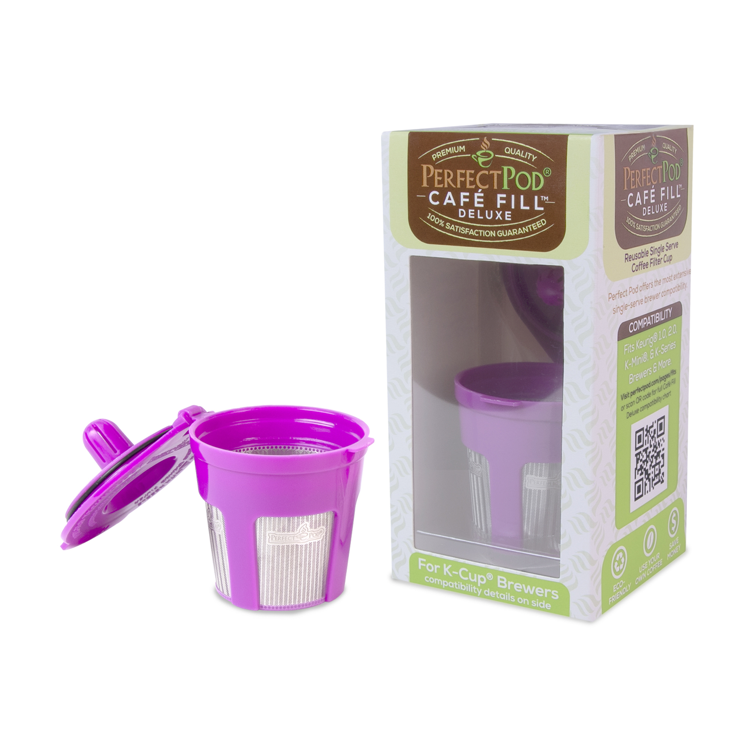 Perfect Pod Cafe-Fill Deluxe 1 cups Purple K Cup Reusable Coffee Filter 1 pk