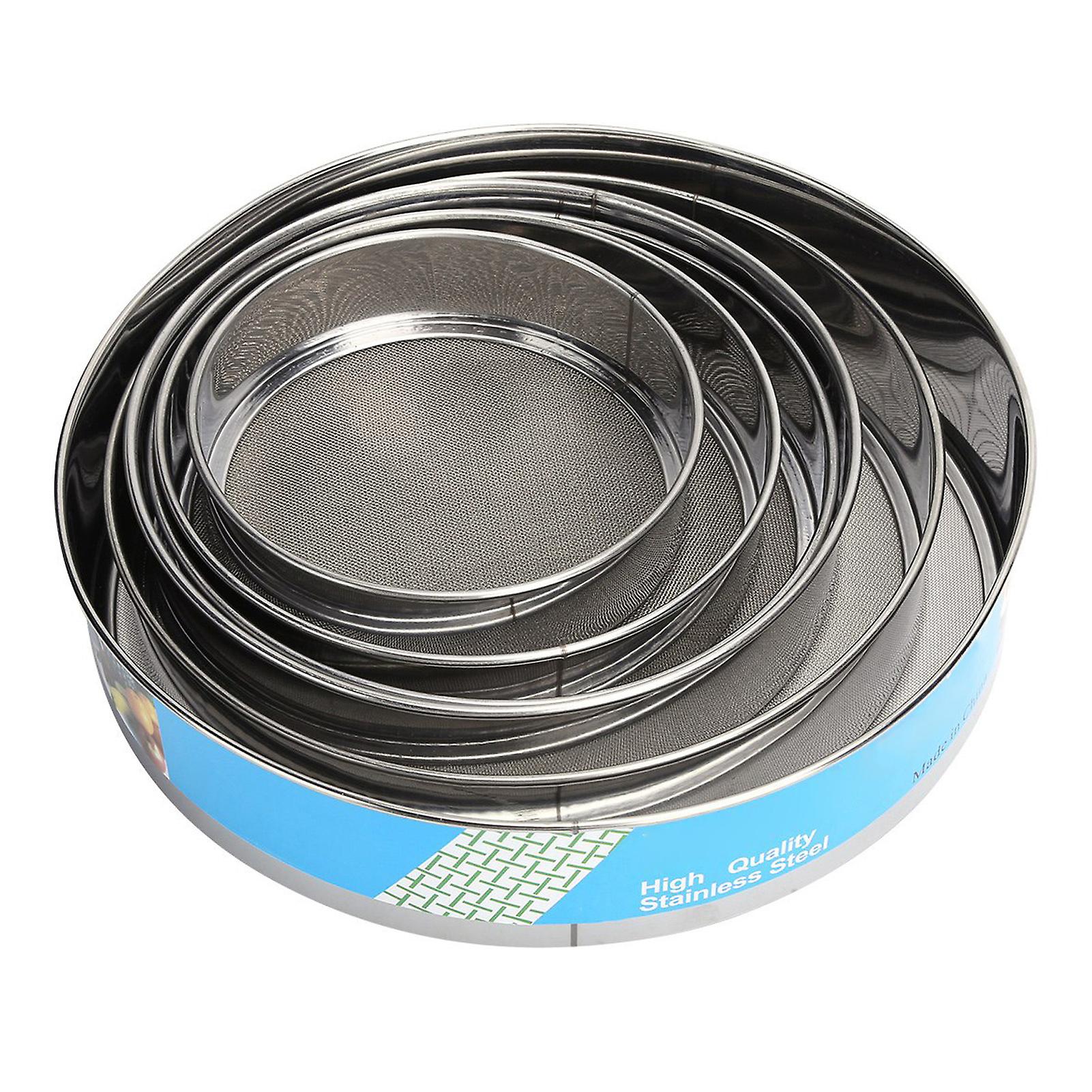 6pcs Stainless Steel Fine Mesh Flour Sieve Set Round Shape Flour Filter Strainer Kitchen Tools