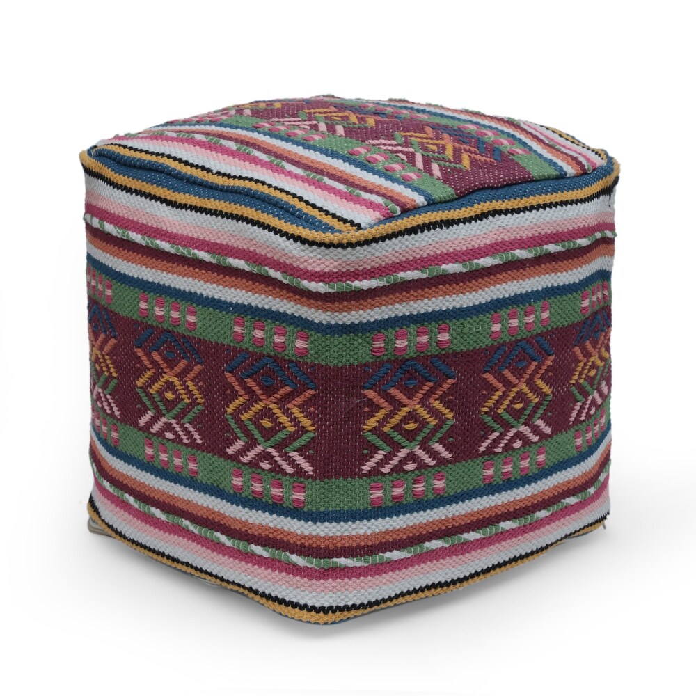 Hamler Boho Handcrafted Peruvian Print Cube Pouf by Christopher Knight Home