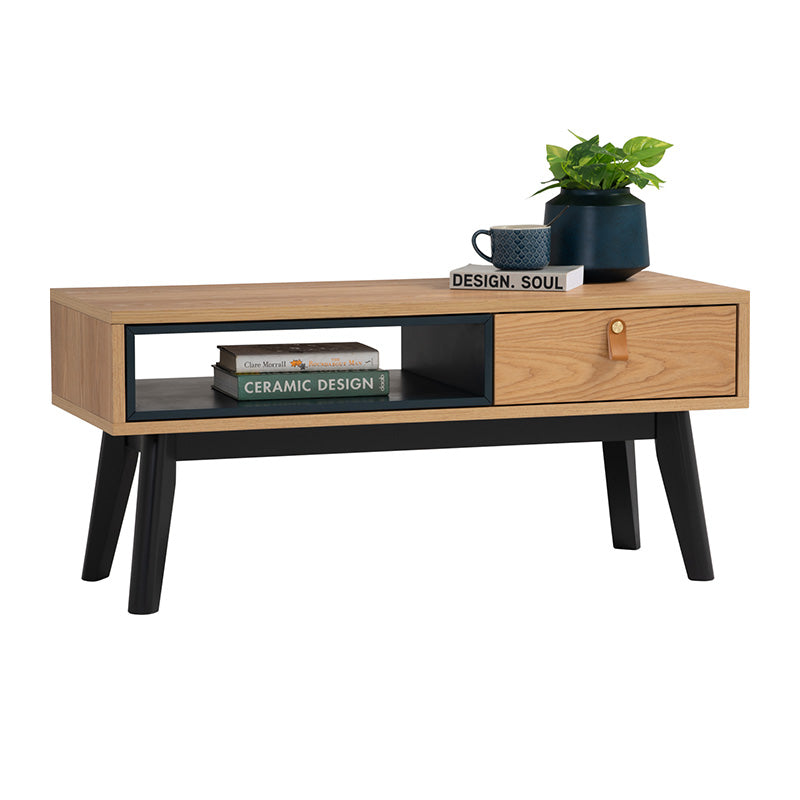 CASTOR Coffee Table 100cm - Natural, Navy Blue & Black