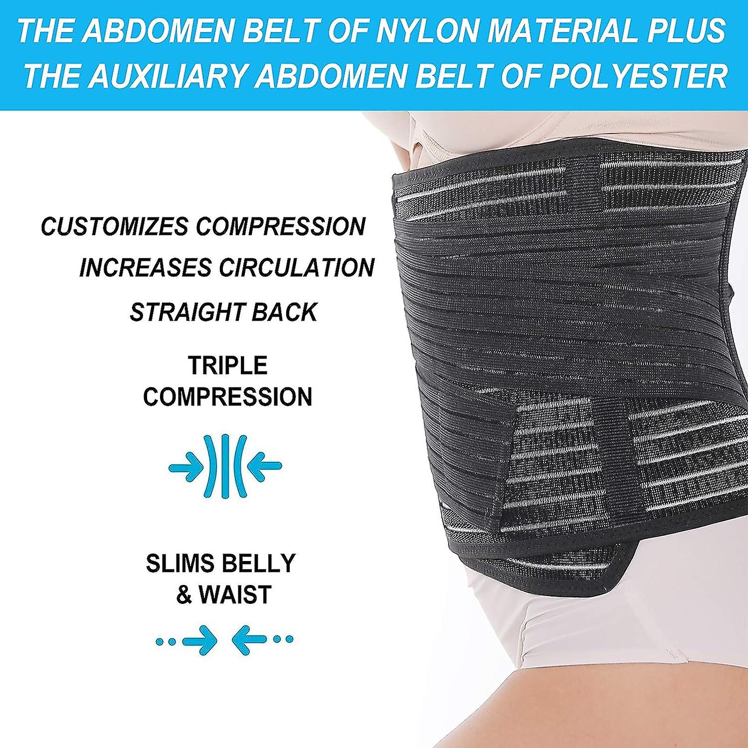 Women's Postpartum Belly Wrap Belt Band Recovery Belly Belt Back Brace Waist Trainer Belts Black