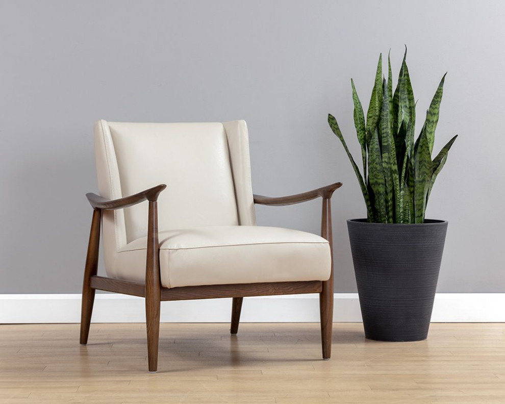 Azella Lounge Chair  Manchester Stone Leather   Midcentury   Armchairs And Accent Chairs   by Sunpan Modern Home  Houzz