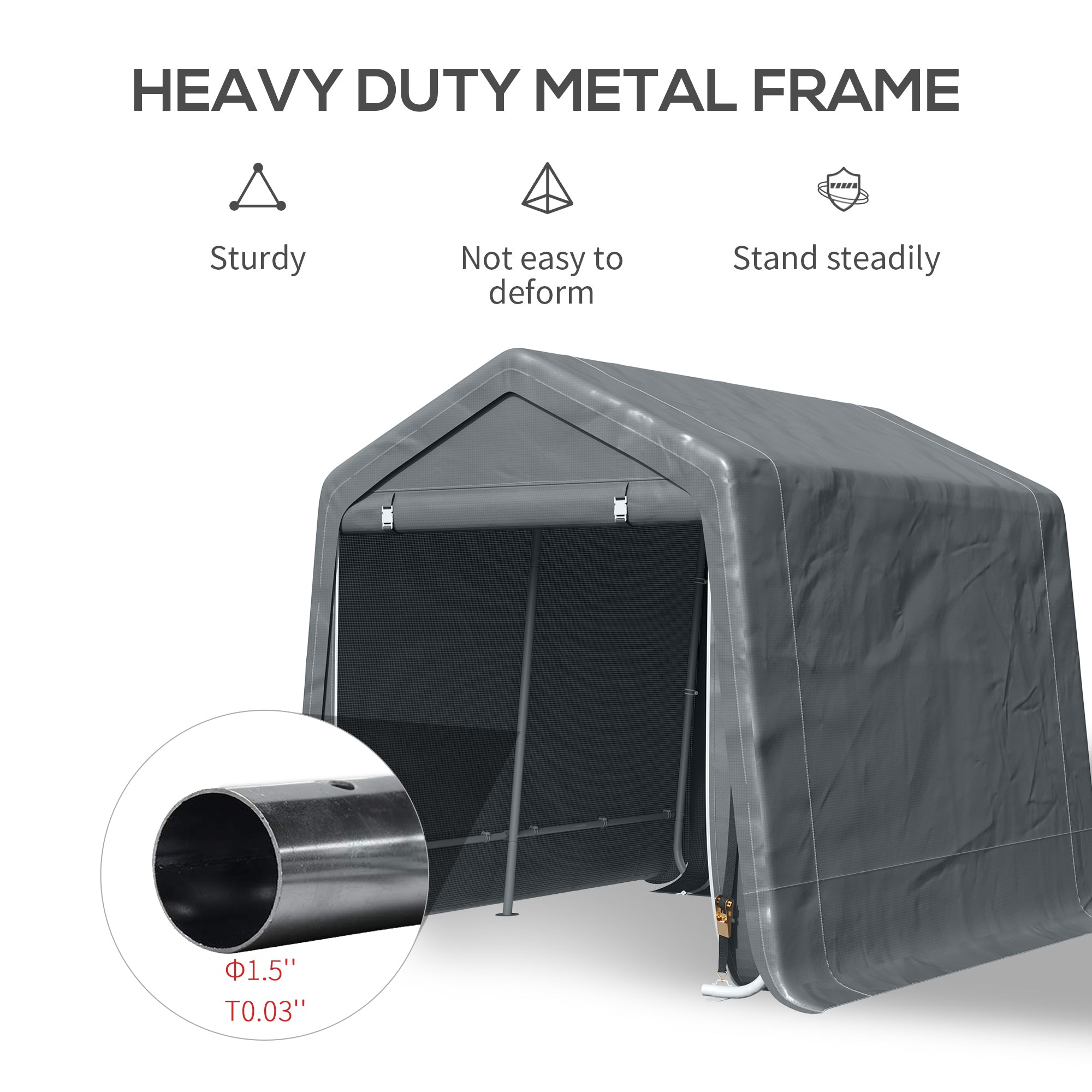 Outsunny 9.19 x 7.88 ft. Heavy Duty Metal and Plastic Storage Shed, Dark Gray