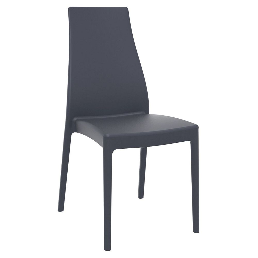 37 Gray Outdoor Patio Solid High Back Dining Chair