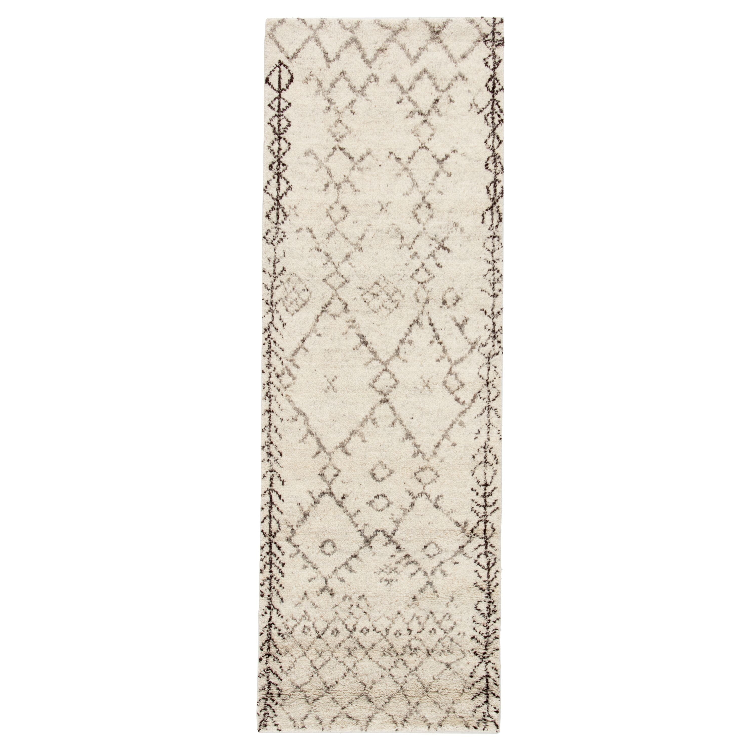 Zola Hand-Knotted Geometric Ivory & Brown Area Rug