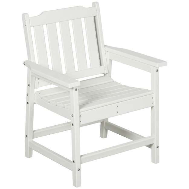 Outsunny All weather Patio Chair Hdpe Patio Dining Chair Heavy Duty Wood like Outdoor Furniture White