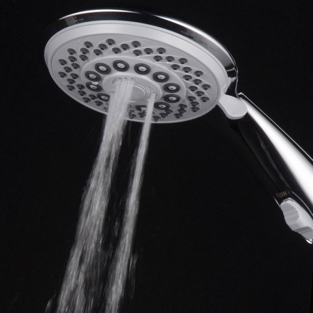 Hotel Spa 7-Spray 4 in. Single Wall Mount Waterfall Handheld Rain Shower Head in Chrome 21458