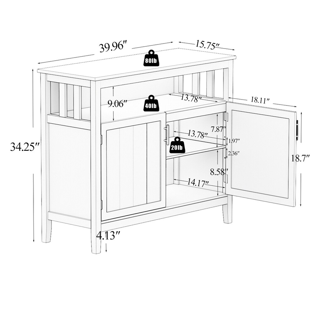 Nestfair Kitchen Storage Sideboard With 2 Shelves