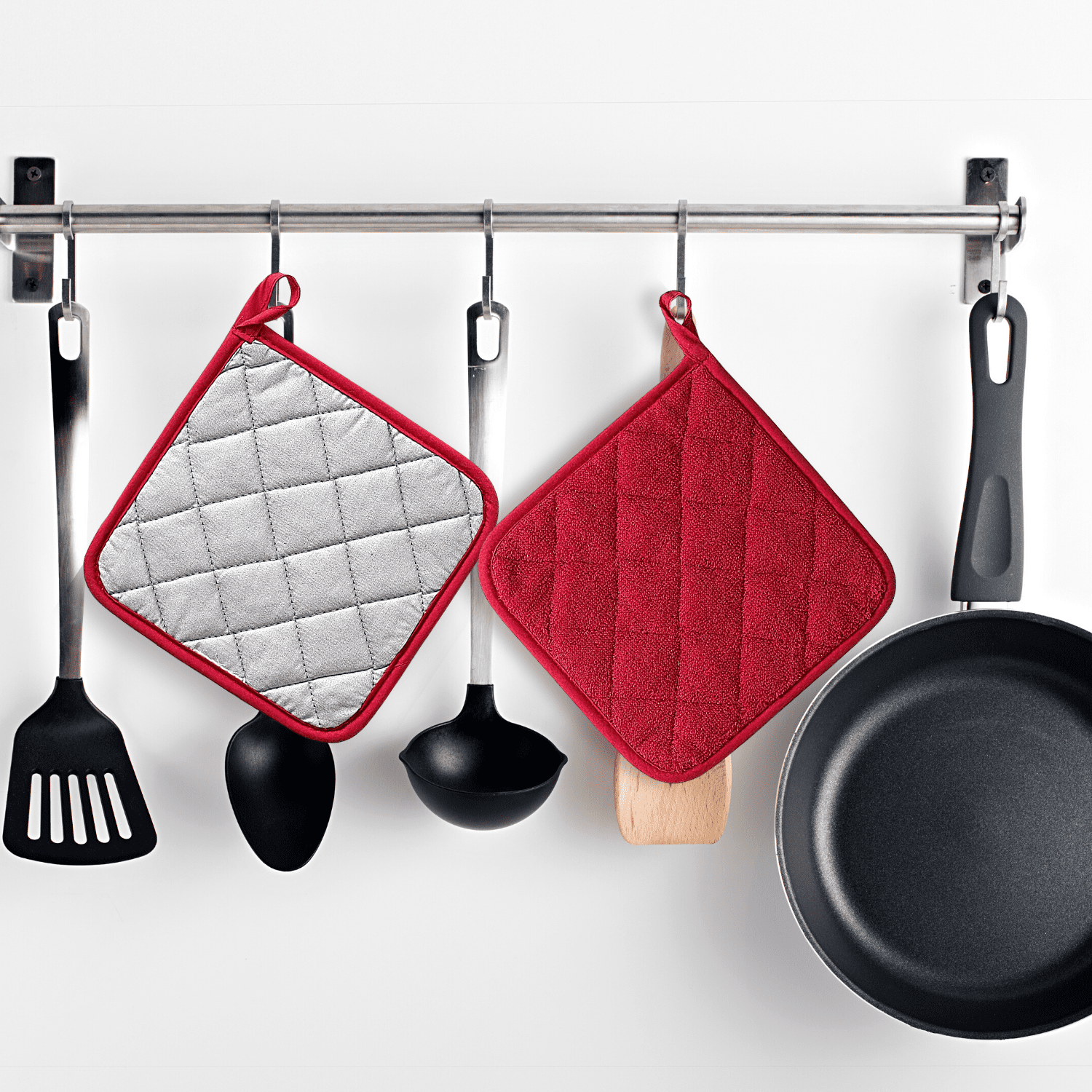 Pot Holders 7 Square Solid Color (Pack of 4) - Red - Pot Holders For Kitchen