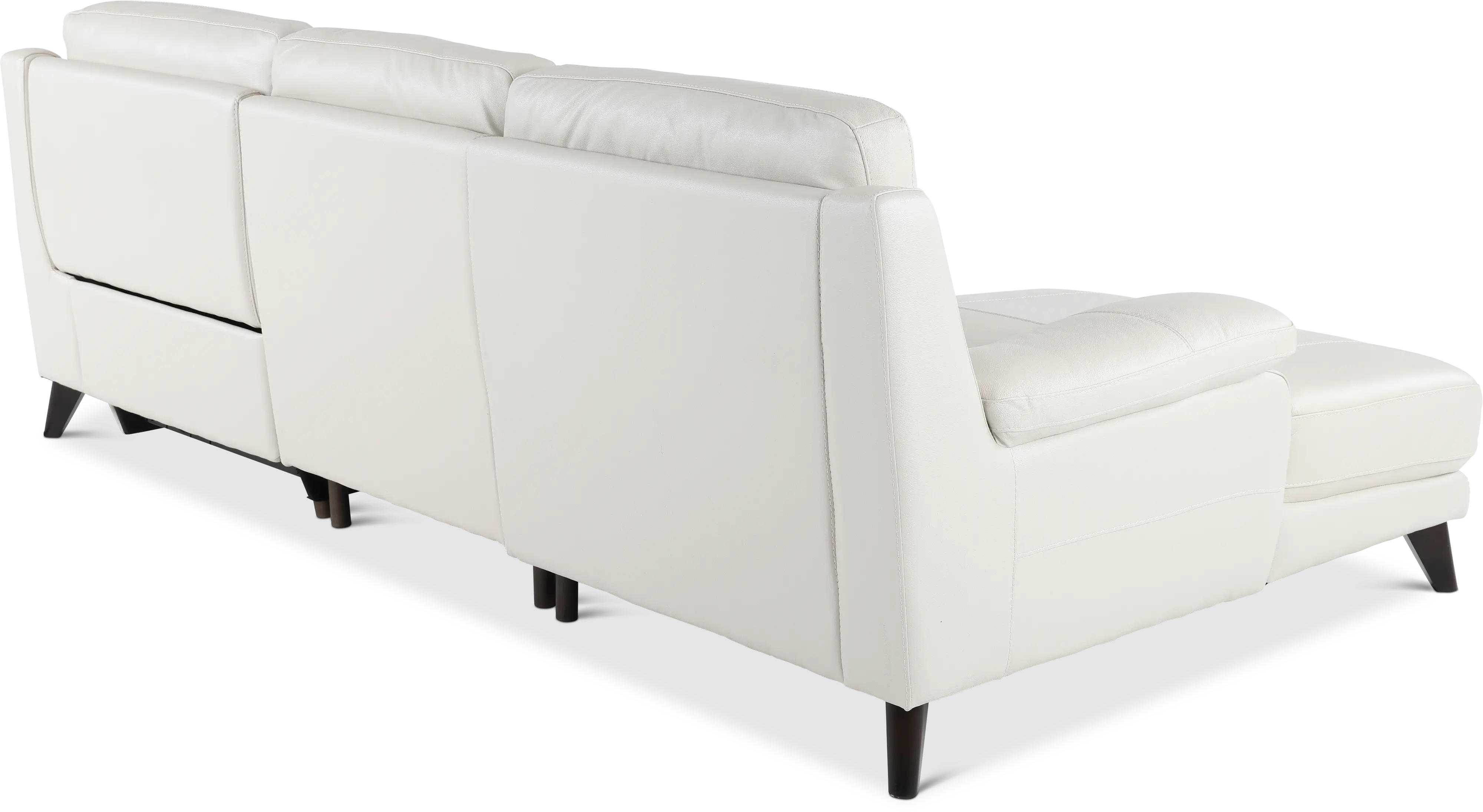 Venice White Leather-Match Power Reclining Sofa with Left-arm Facing Chaise