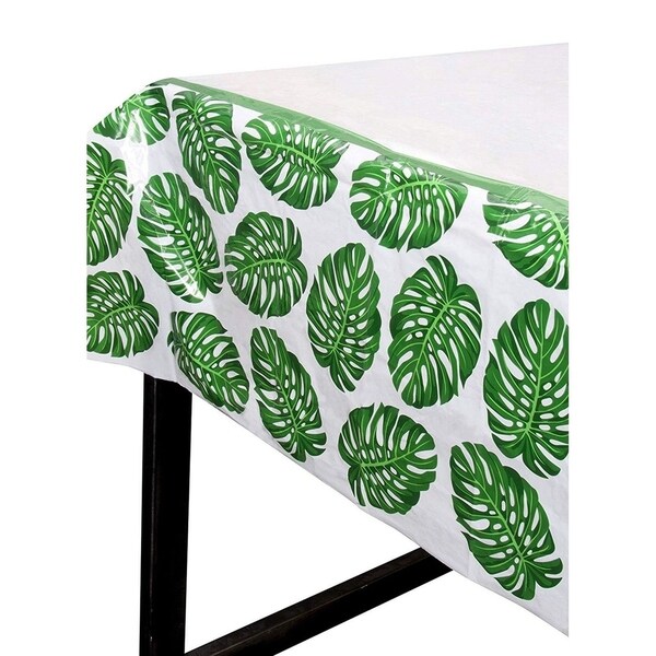 3-Pack Plastic Rectangular Tablecloth Tropical Palm Leaves Table Covers 54