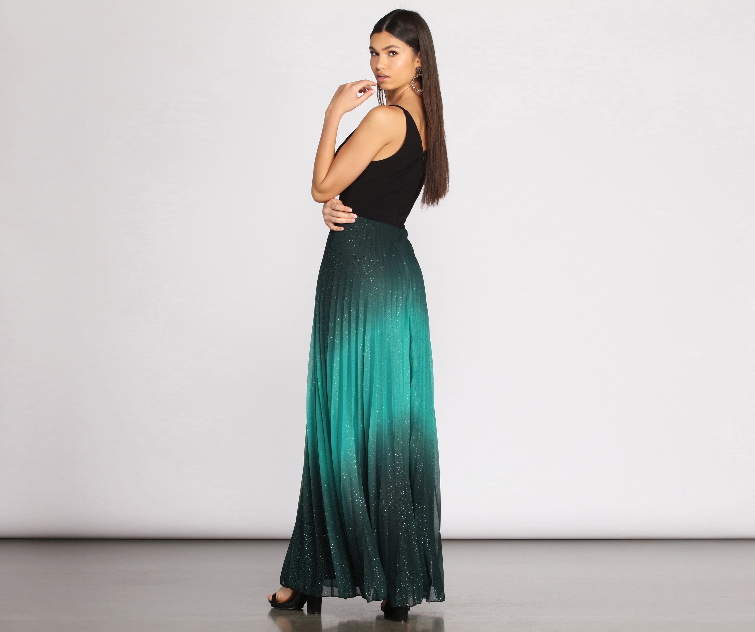 Mishka Pleated Ombre Formal Dress