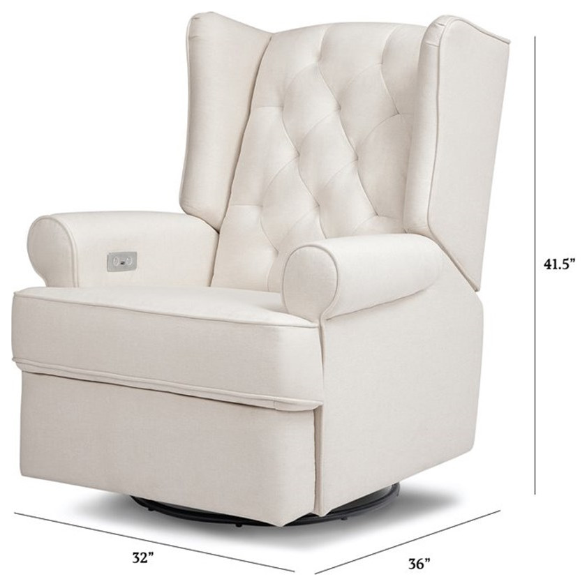 Bowery Hill Tufted Modern Fabric Swivel Power Recliner in Cream   Transitional   Recliner Chairs   by Homesquare  Houzz