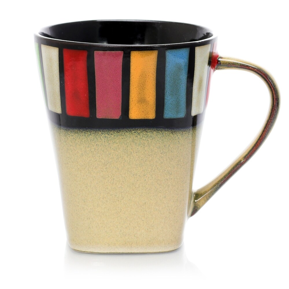 14 Ounce Assorted Color Stoneware Mugs 6 Piece Set