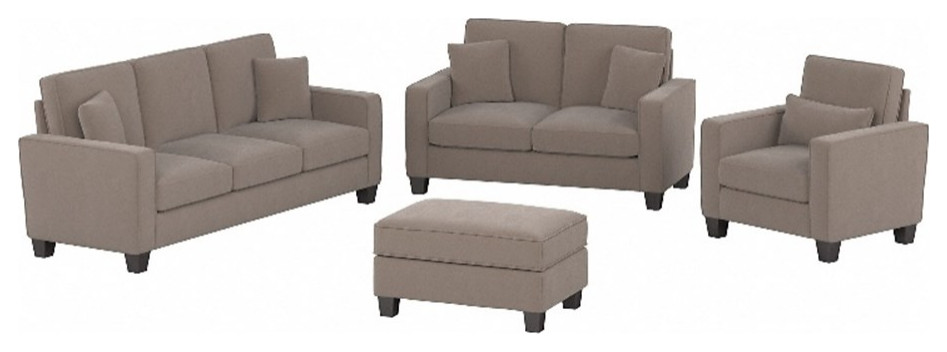 Stockton 85W Sofa  ampLoveseat with Chair  ampOttoman in Dark Gray Microsuede Fabric   Loveseats   by Homesquare  Houzz