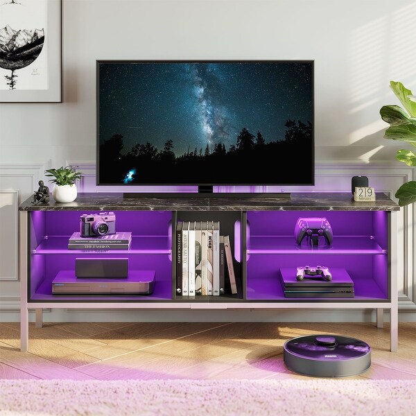 LED Entertainment Center， 65 inch Gaming TV Stand for 70 inch TV