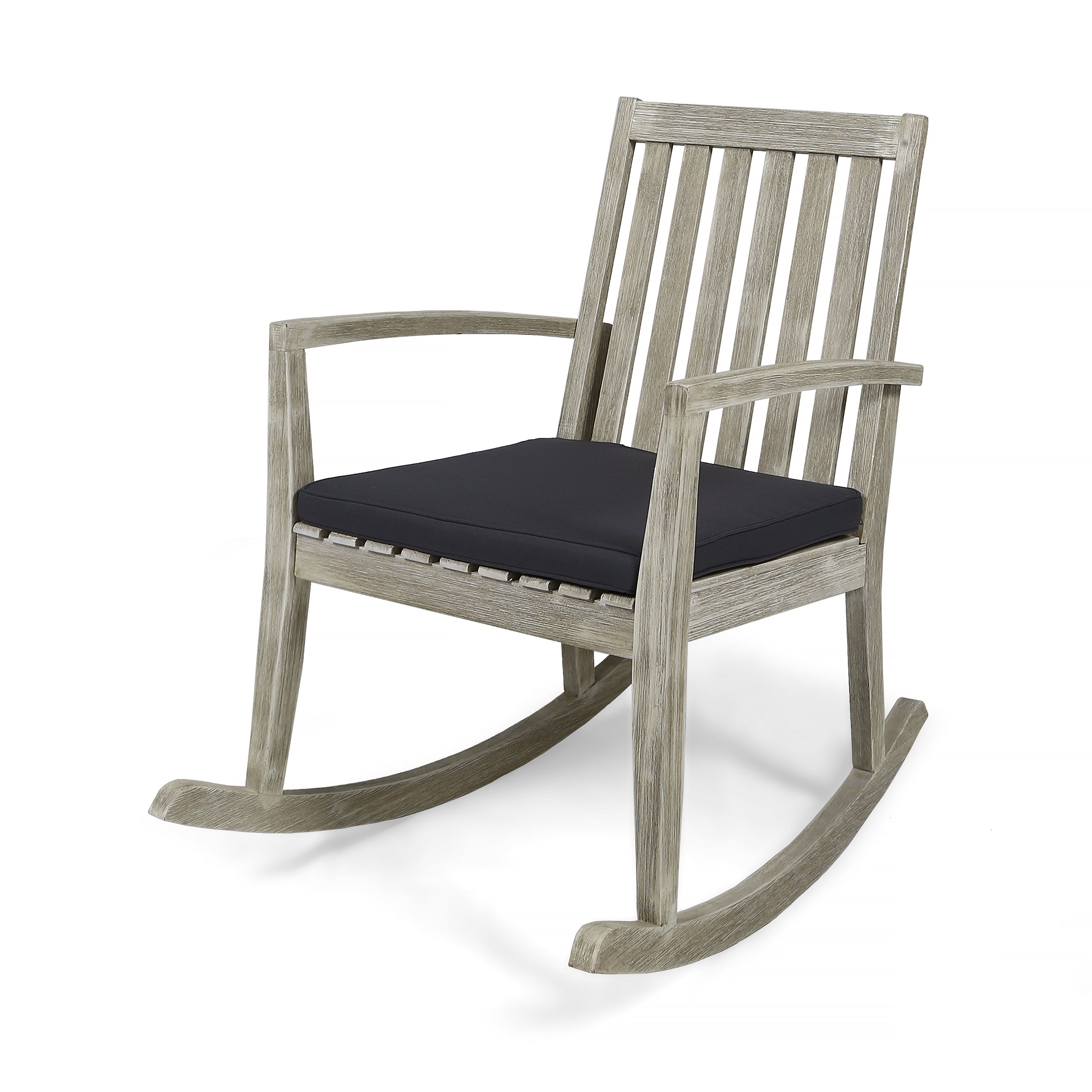 Yvonne Outdoor Acacia Wood Rocking Chair with Water-Resistant Cushions