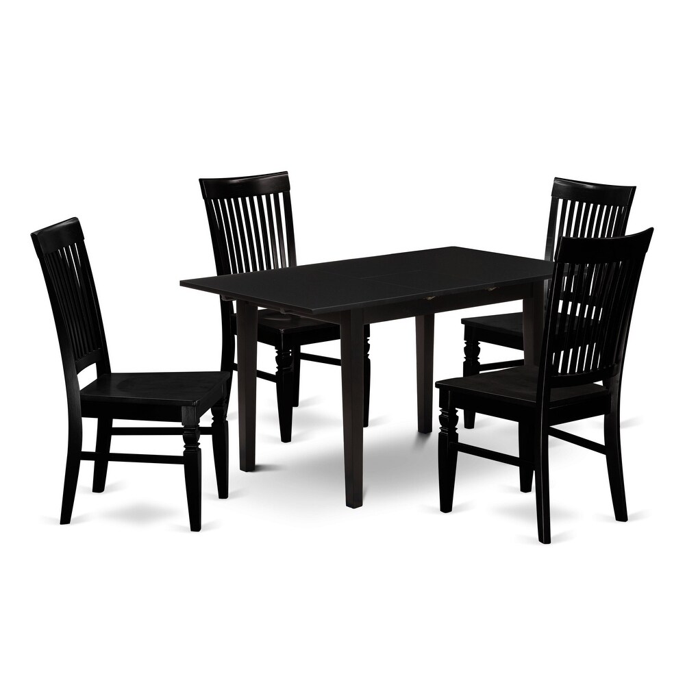 East West Furniture Dining Table Set Includes a Rectangle Wooden Table and Dining Chairs (Pieces and Finish Color Options)