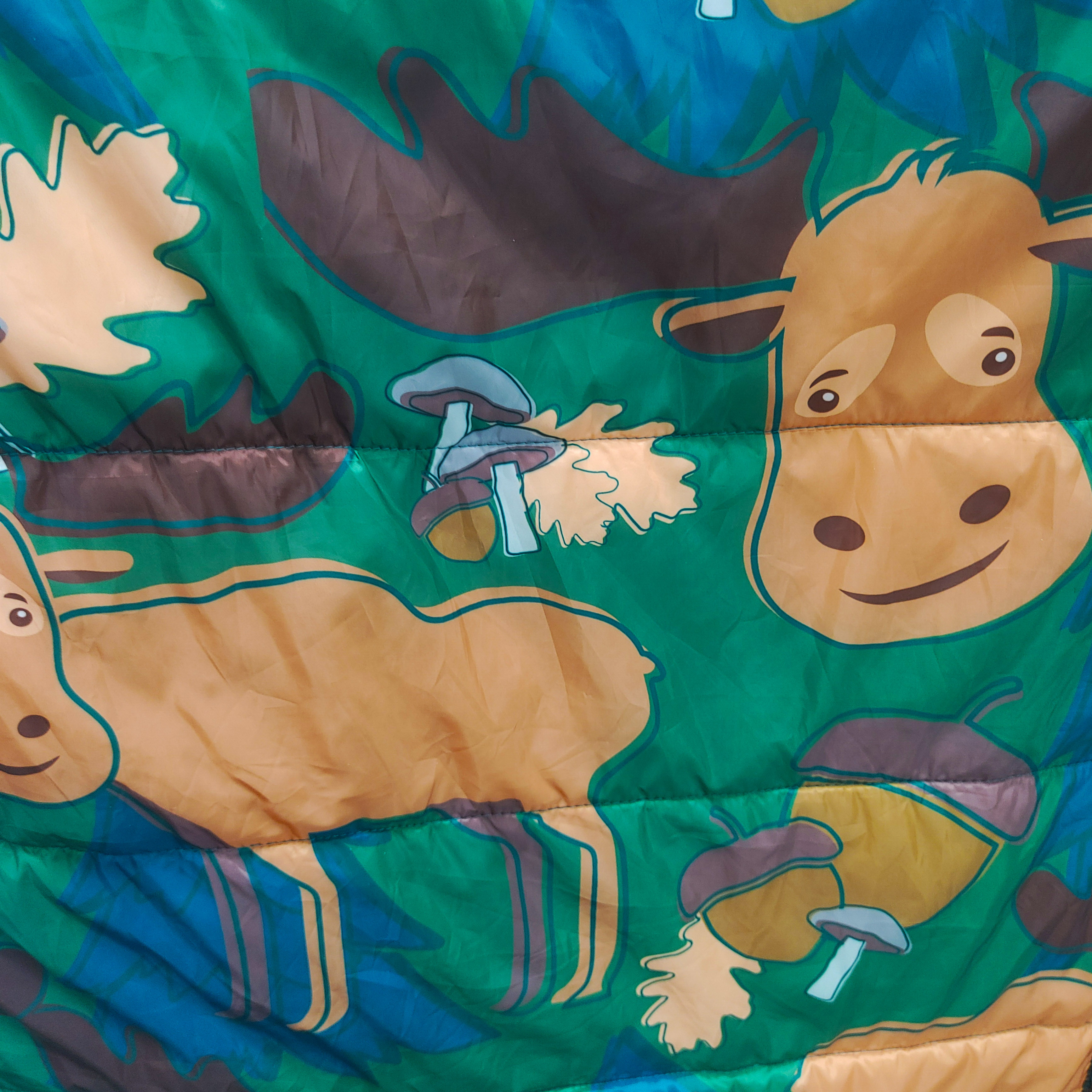 EQUIP Camping Poncho Picnic Blanket and Mat， Green Moose Print， Size 66.9 In. L x 51.18 In. Material Polyester