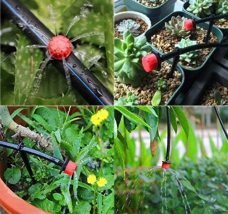 1/4Inch Adjustable Micro Drip Irrigation System Watering Sprinklers Anti Clogging Emitter Dripper Red Garden Supplies