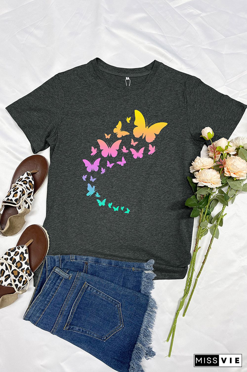 Flying Butterflies Graphic T-Shirt Wholesale