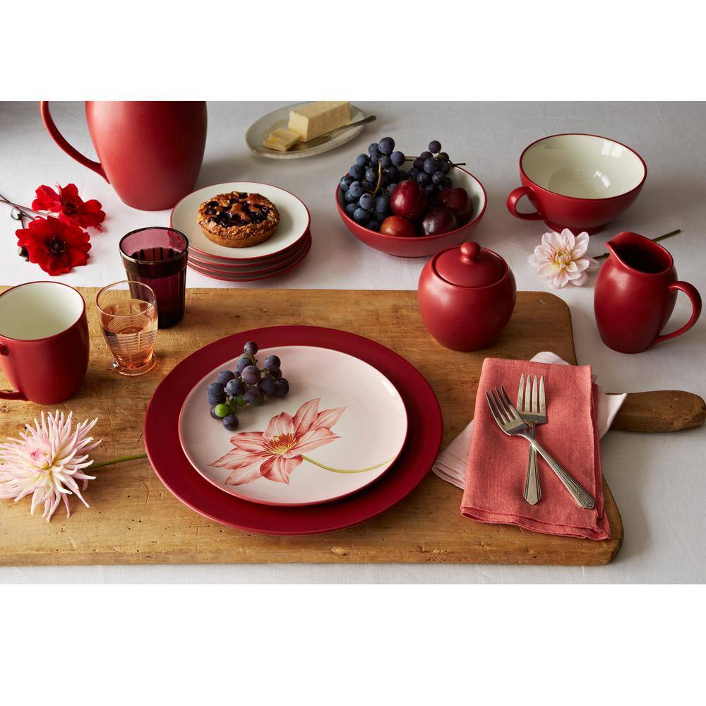 Noritake Colorwave Raspberry Red Stoneware Square Dinner Plate 10-34 in. (Set of 4) 8045-586D