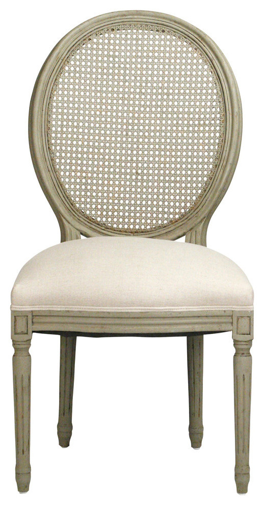 Medallion Side Chair With Cane Back  Olive Green   French Country   Dining Chairs   by Kathy Kuo Home  Houzz