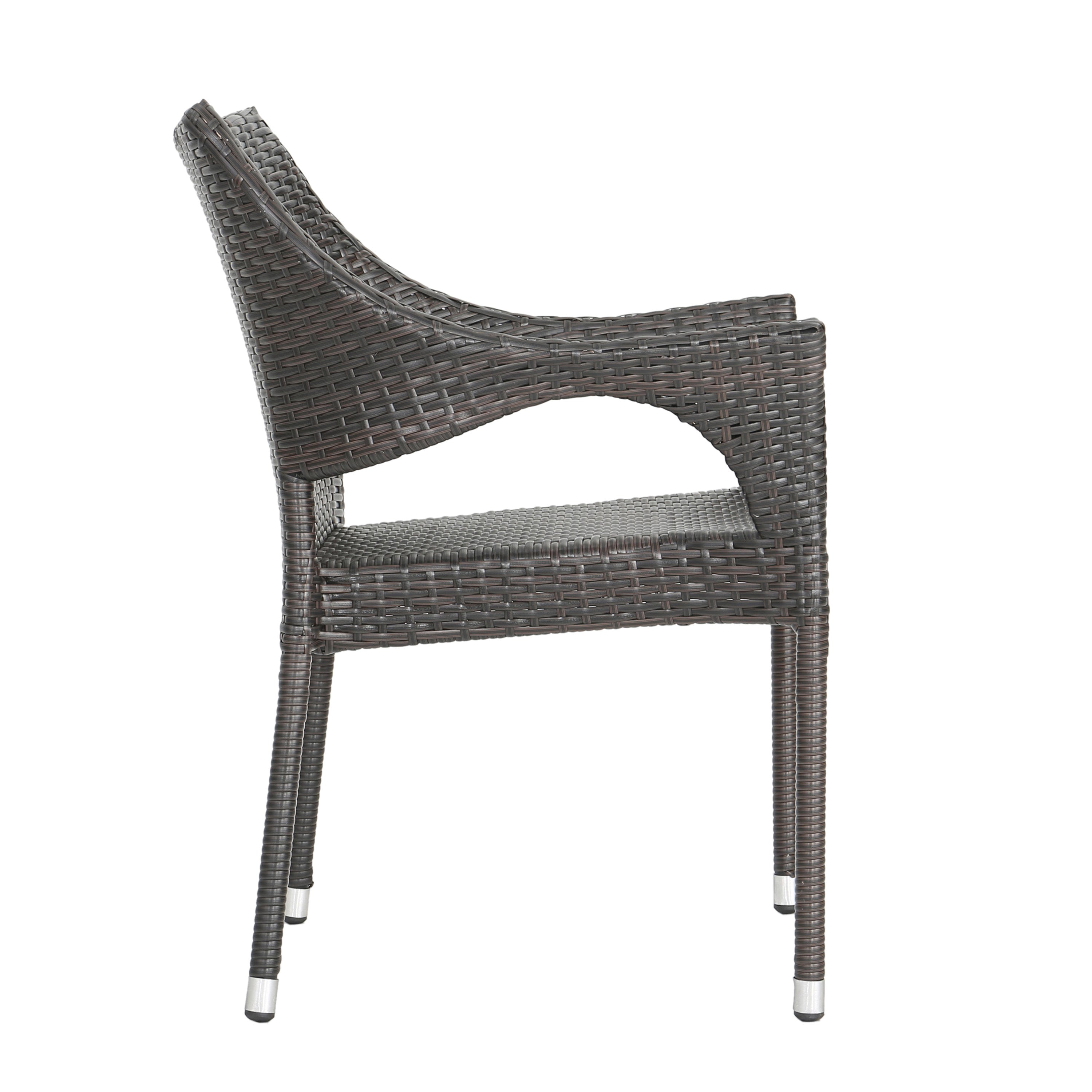 Miranda Outdoor Mix Mocha Wicker Stacking Dining Chairs (Set of 4)