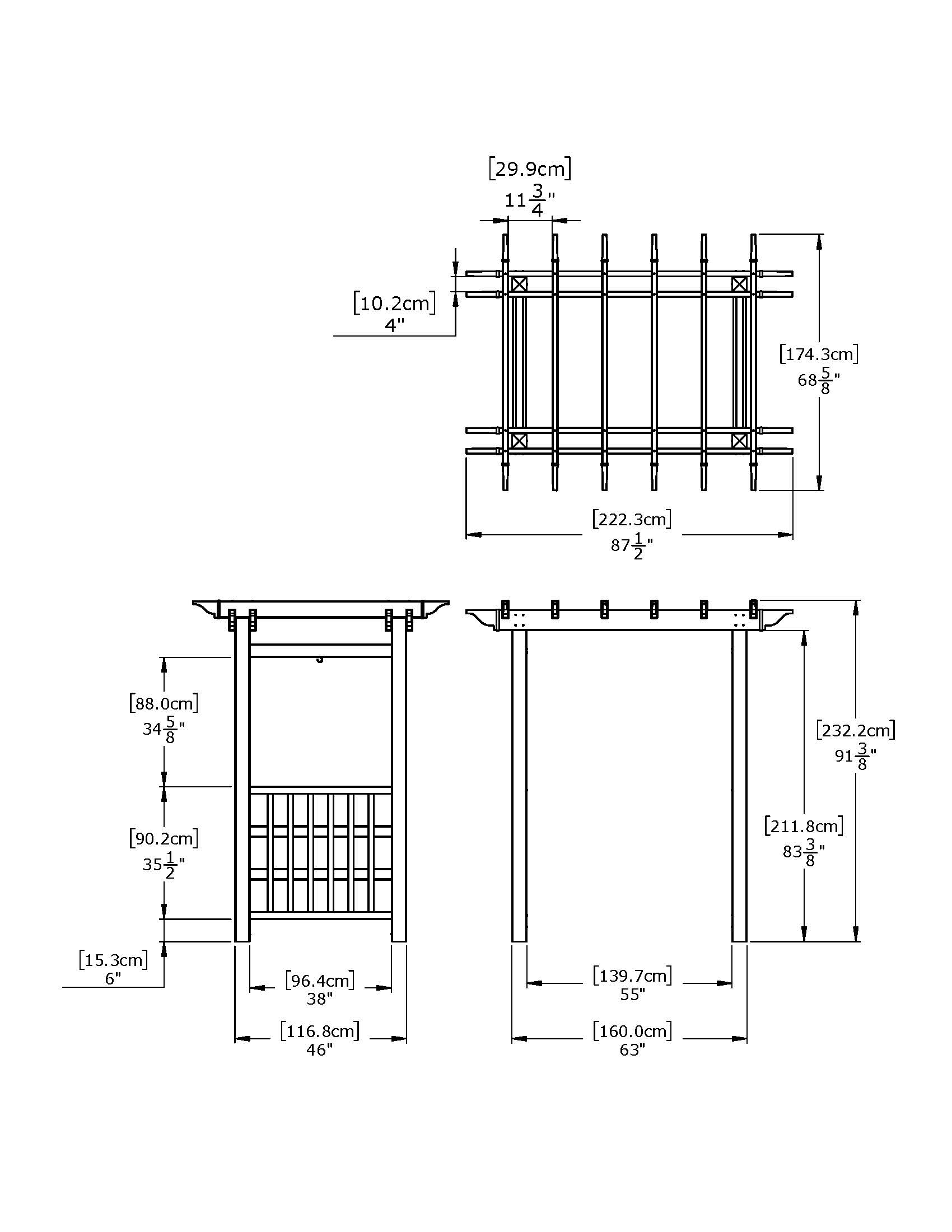 Vita 63"L x 46"W x 91"H Springport Vinyl Arbor, White, VA68146